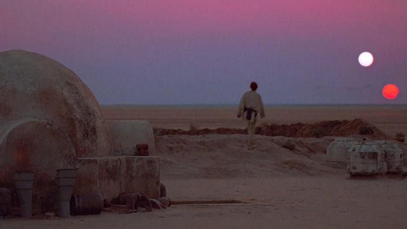 The binary sunset from Star Wars: A New Hope, which is directly referenced in the latest Rebels. Image: Fox